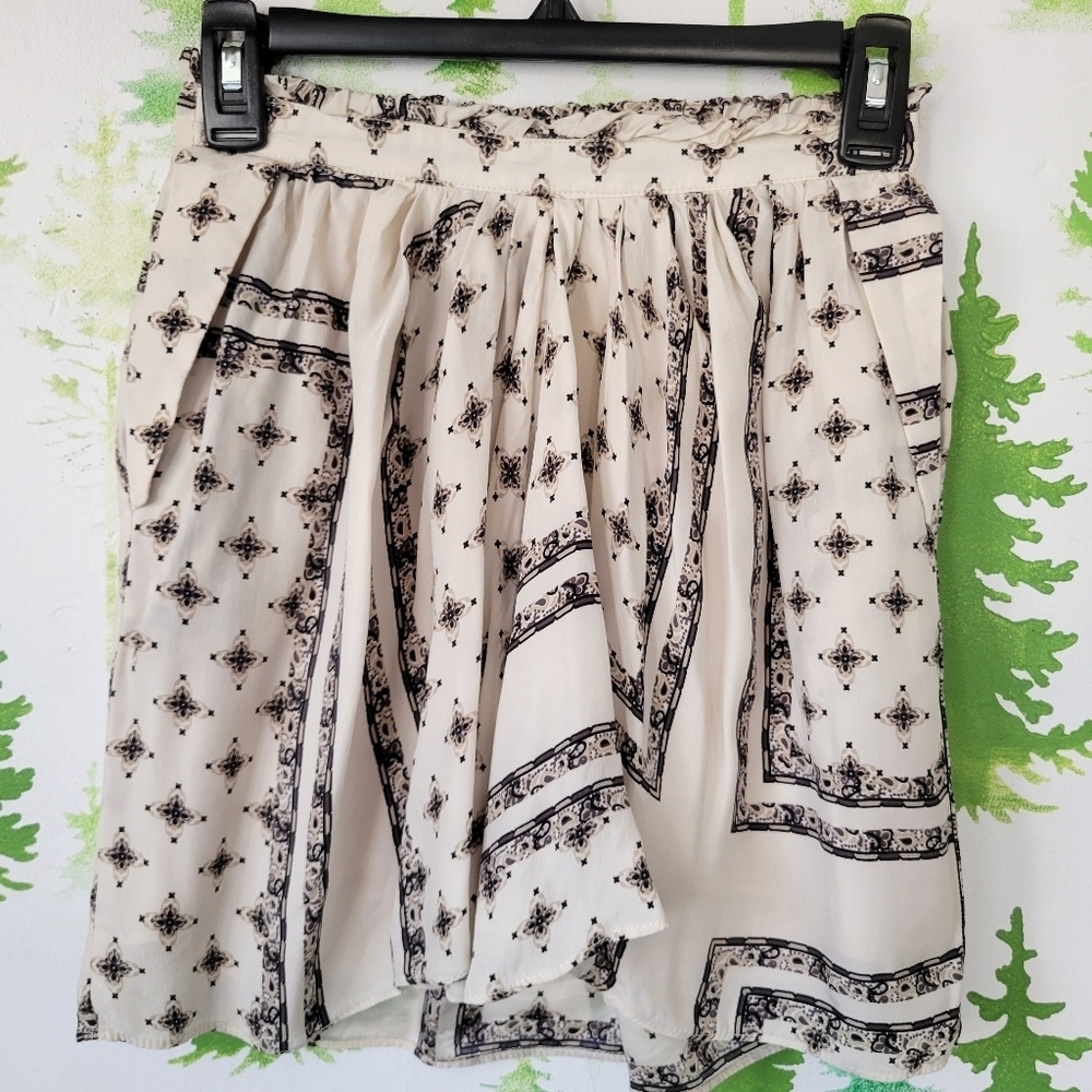 Zara Silk Print Mini Skirt.
